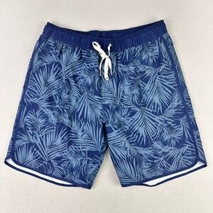 Fair Harbor The Anchor Swim Trunks Mens XL Blue Floral Tropical Lined Surf Beach